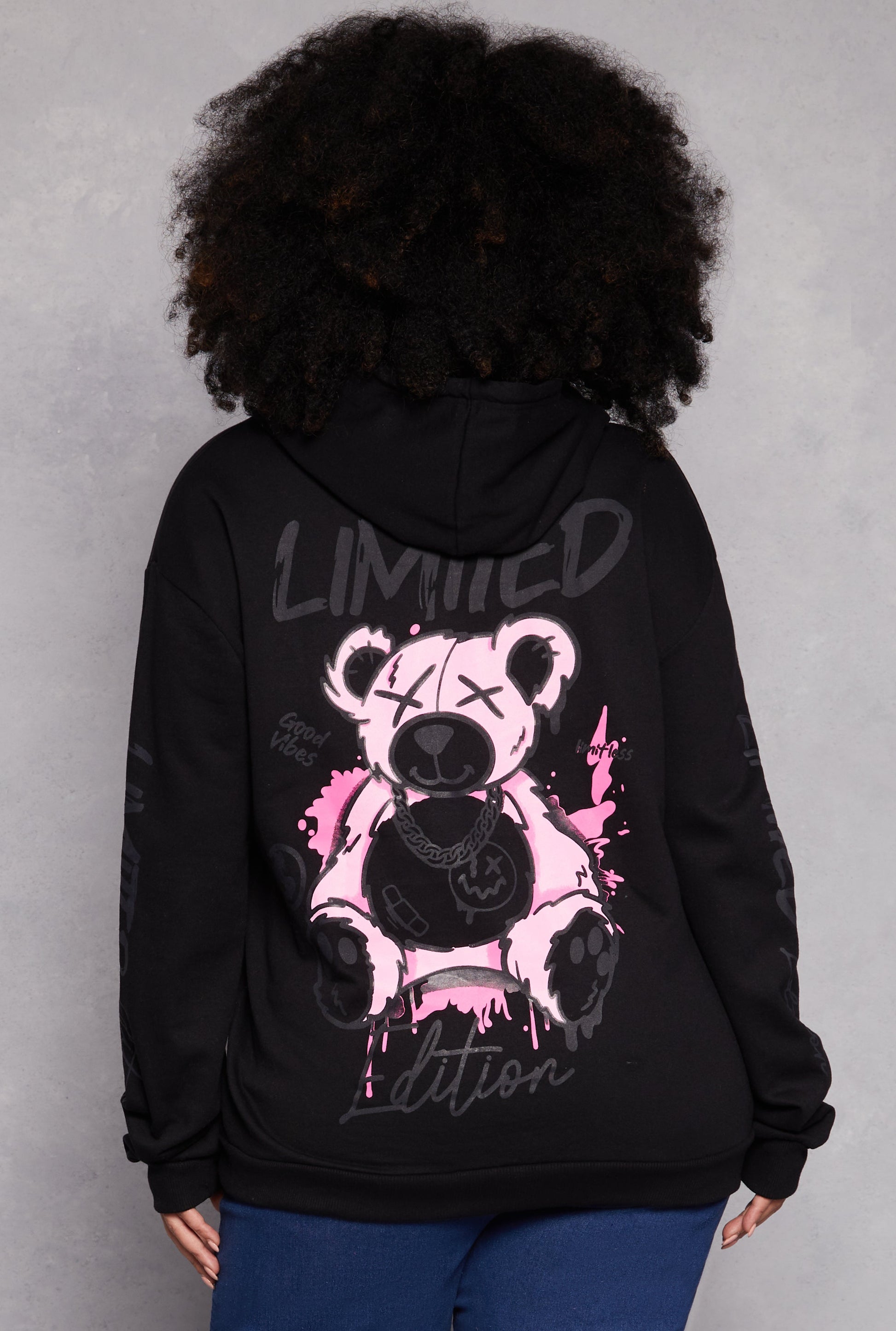Plus Size Limited Edition Bear Graphic Hoodie