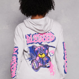 Plus Size Blessed Bear Graphic Pullover Hoodie
