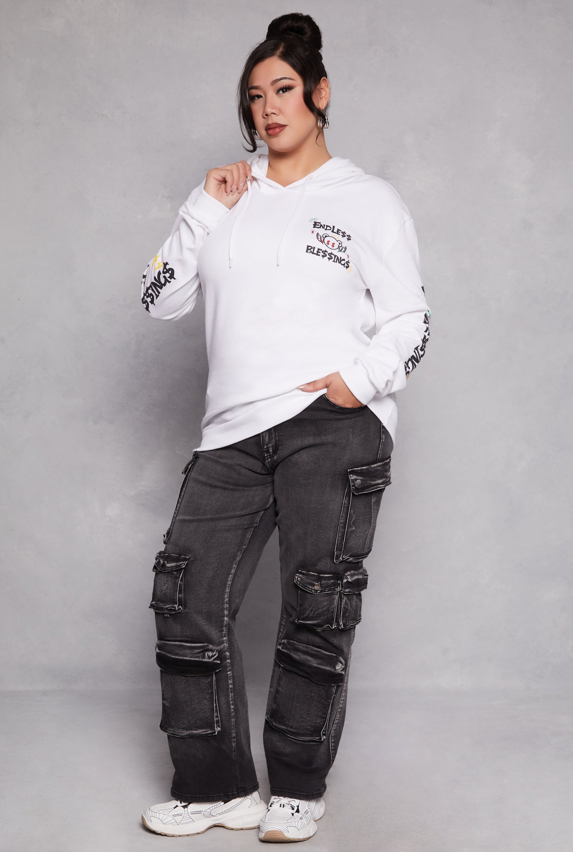 Plus Size Endless Blessings Graphic Pullover Hoodie