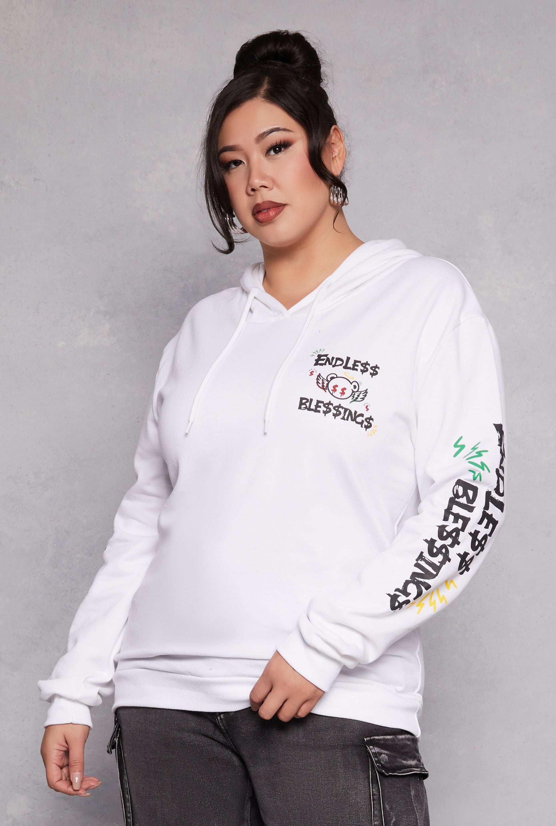 Plus Size Endless Blessings Graphic Pullover Hoodie