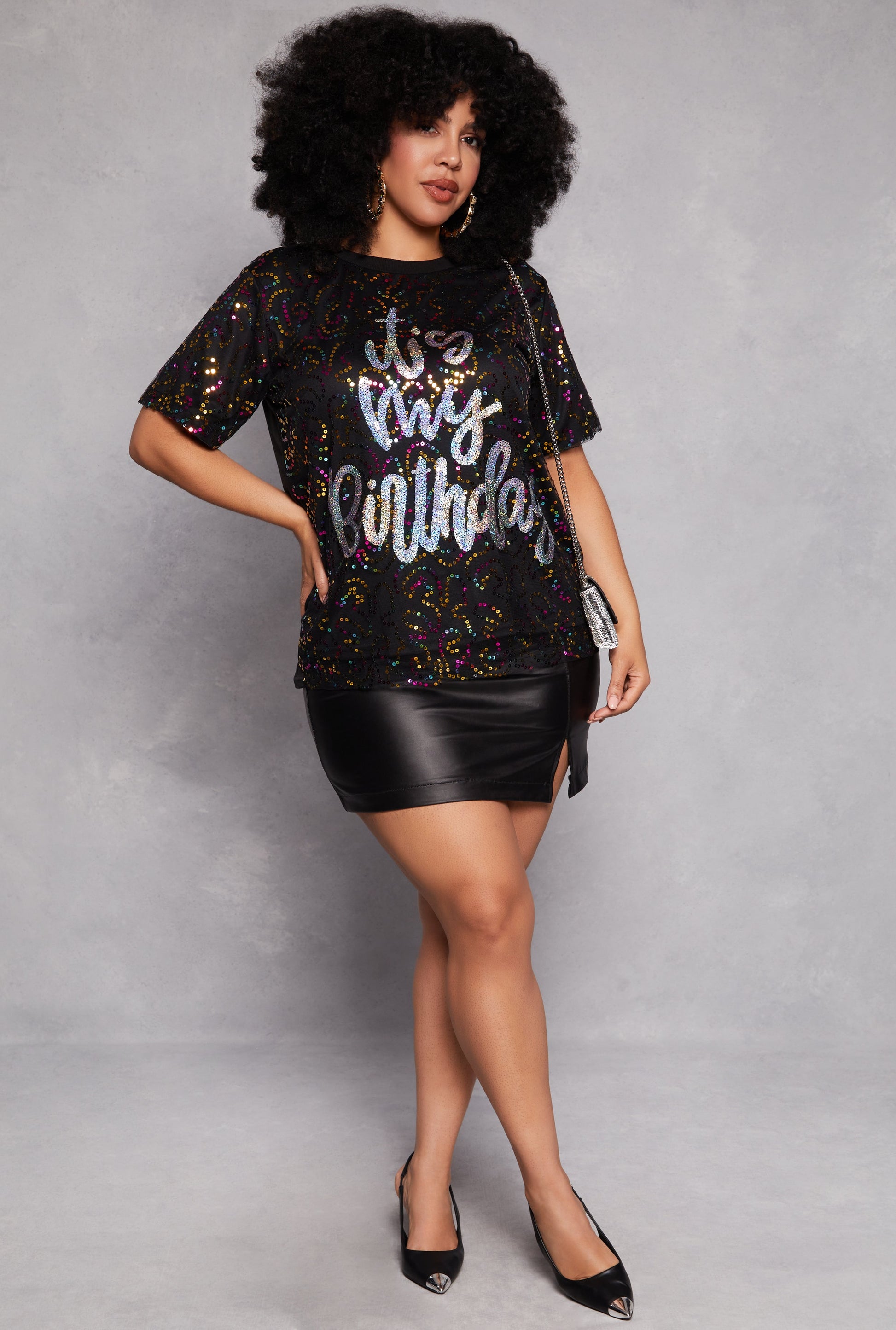 Plus Size Sequin Its My Birthday Top