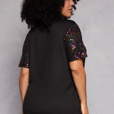 Plus Size Sequin Its My Birthday Top