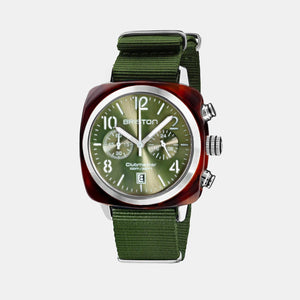 Clubmaster Classic Men Quartz Olive Green Dial Chronograph Nato Watch 19140.SA.T.26.NOL
