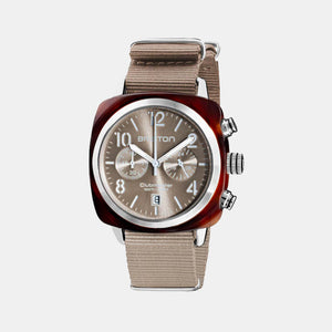Clubmaster Classic Men Quartz Grey Taupe Dial Chronograph Nato Watch 19140.SA.T.30.NT