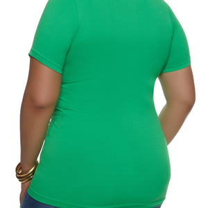 Plus Size Seamless Short Sleeve Crew Neck Tee