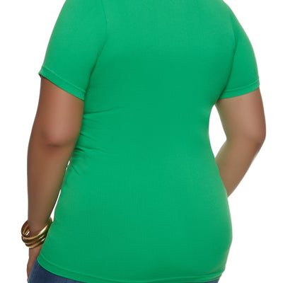 Plus Size Seamless Short Sleeve Crew Neck Tee