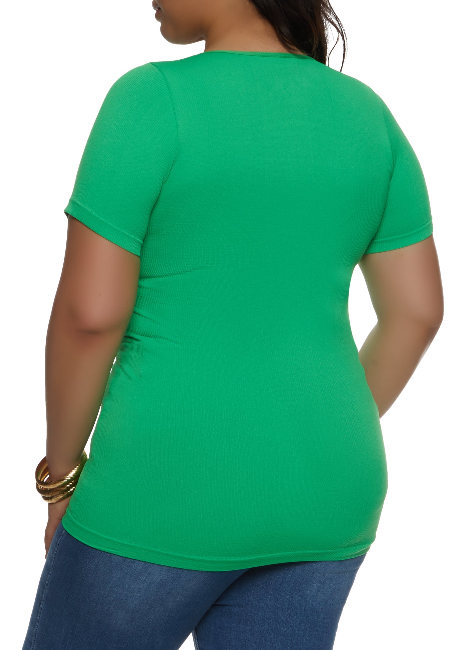 Plus Size Seamless Short Sleeve Crew Neck Tee