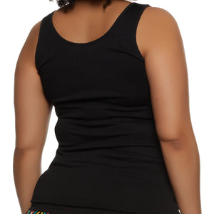 Plus Size Ribbed Notch Neck Tank Top