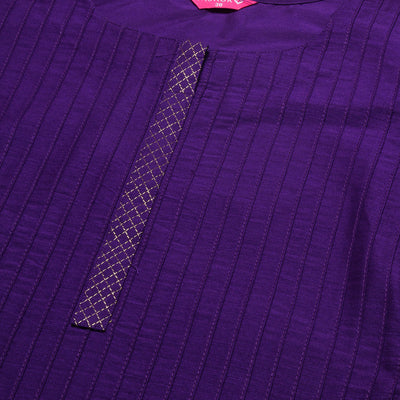 Solid Straight Fit Kurta with Pant - Purple