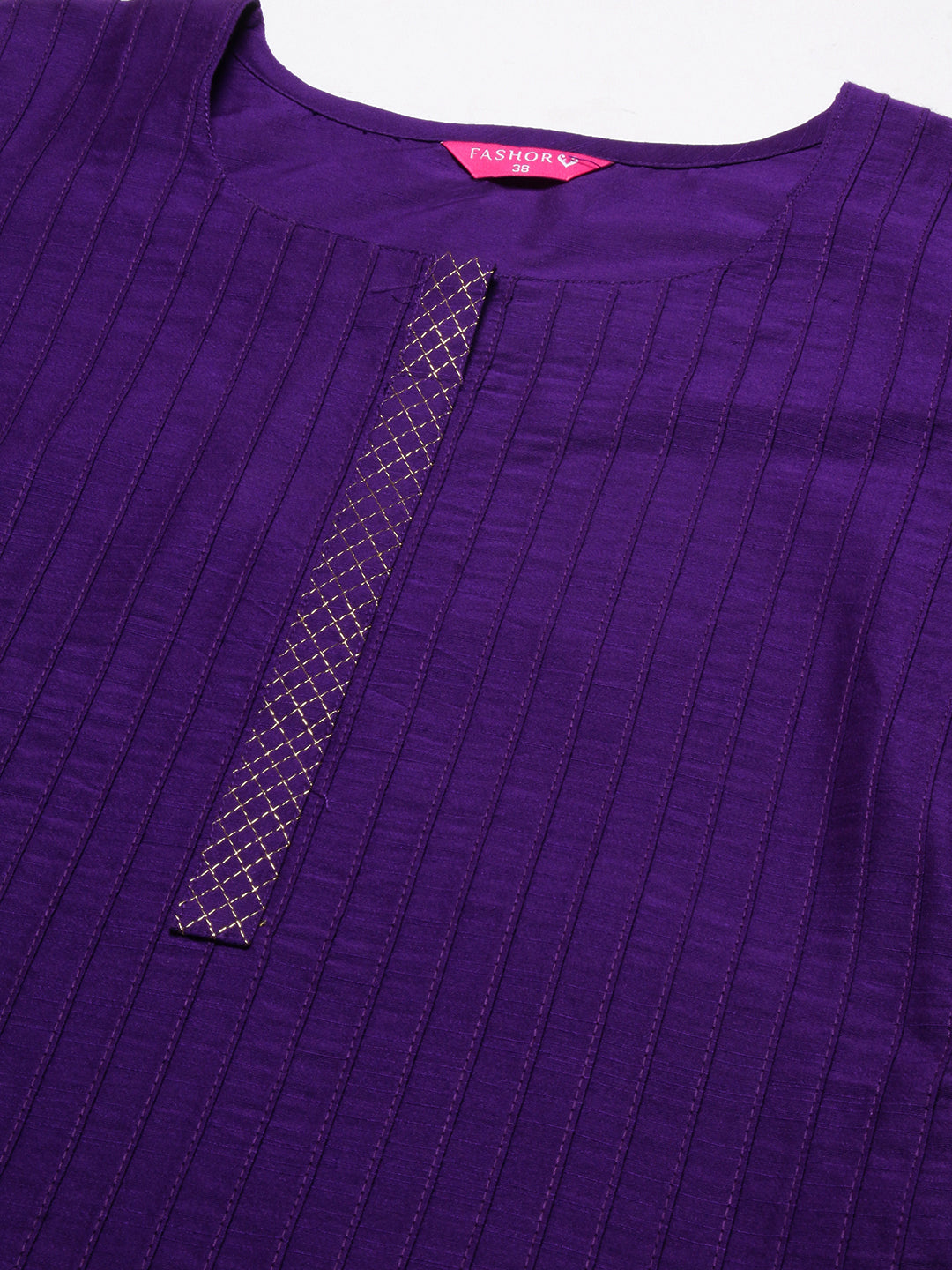 Solid Straight Fit Kurta with Pant - Purple