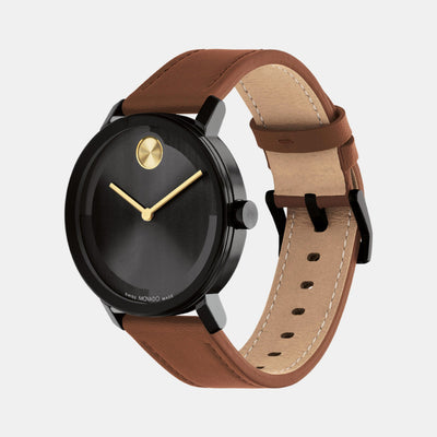 Bold Evolution Men Quartz Black Dial Analog Leather Watch 3601083