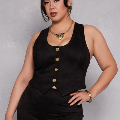 Plus Size Faux Suede Racerback Vest