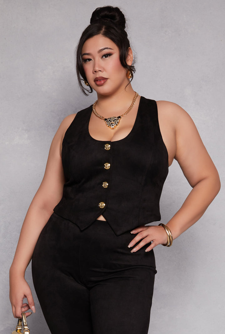 Plus Size Faux Suede Racerback Vest