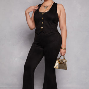Plus Size Faux Suede Racerback Vest