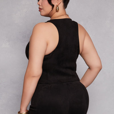 Plus Size Faux Suede Racerback Vest