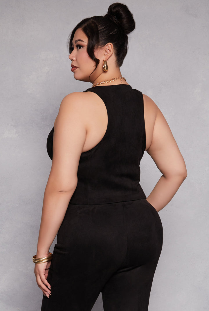 Plus Size Faux Suede Racerback Vest