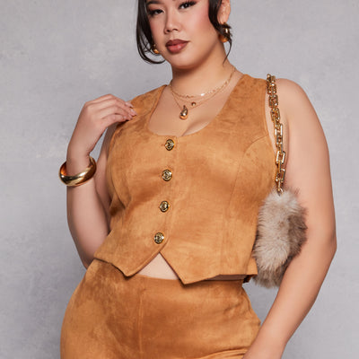 Plus Size Faux Suede Racerback Vest