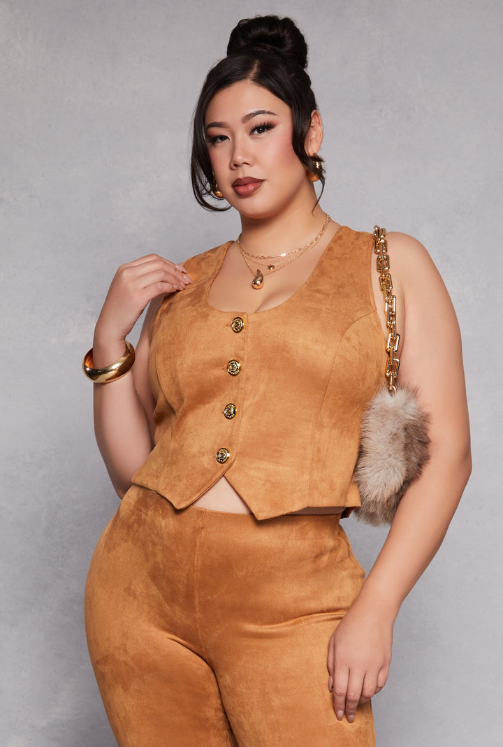 Plus Size Faux Suede Racerback Vest