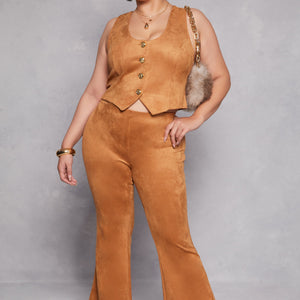 Plus Size Faux Suede Racerback Vest