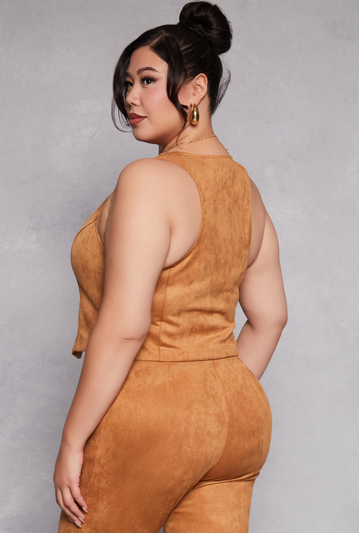 Plus Size Faux Suede Racerback Vest