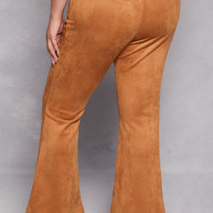 Plus Size Faux Suede Flare Pants