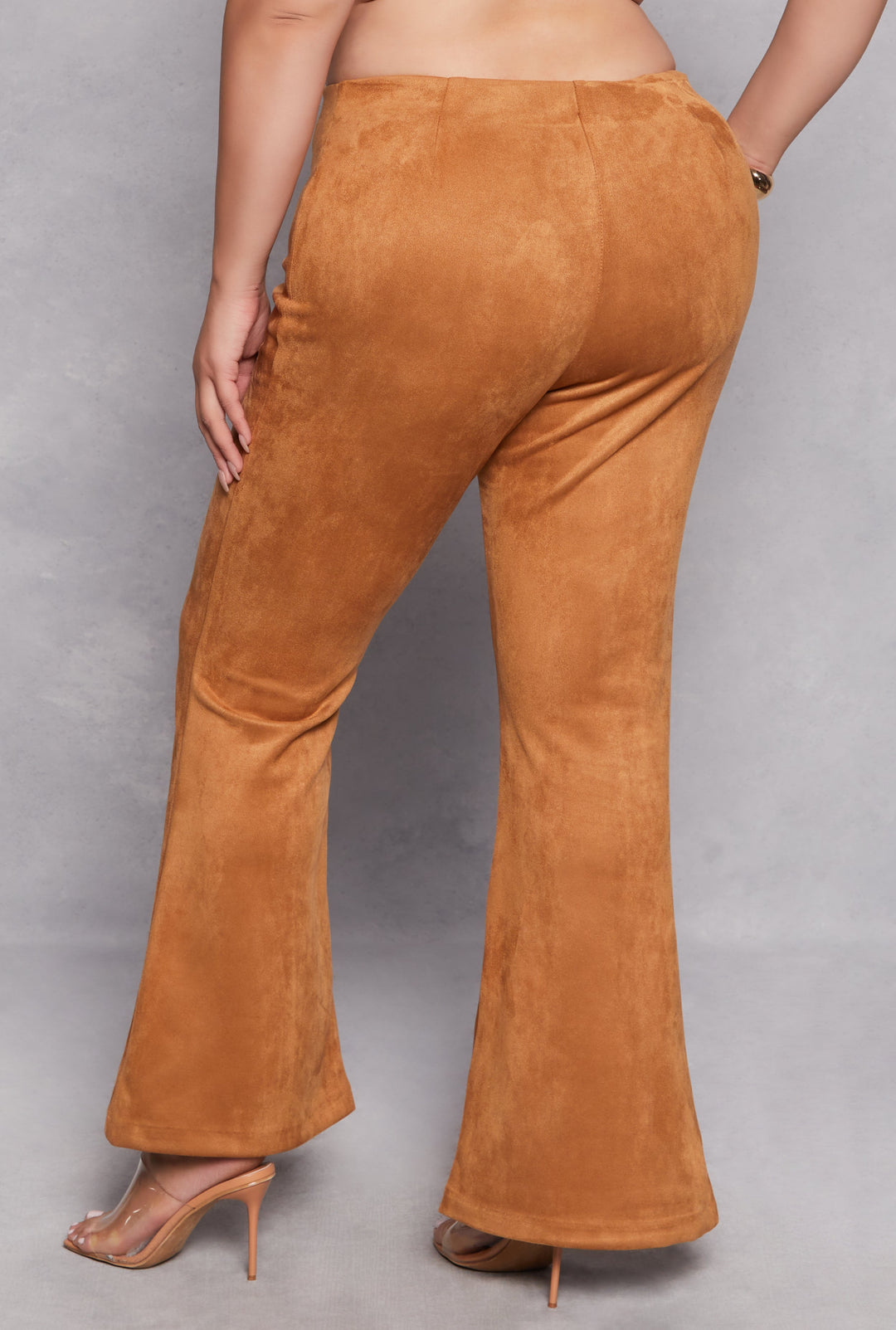 Plus Size Faux Suede Flare Pants