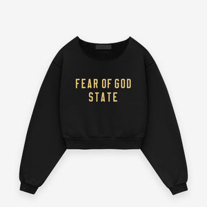 Womens Heavy Fleece Raw Cropped Crewneck