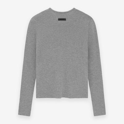 Womens Waffle Fitted Long Sleeve Sweater