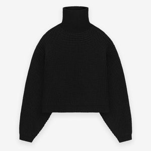 Womens Heavy Waffle Cropped Turtleneck