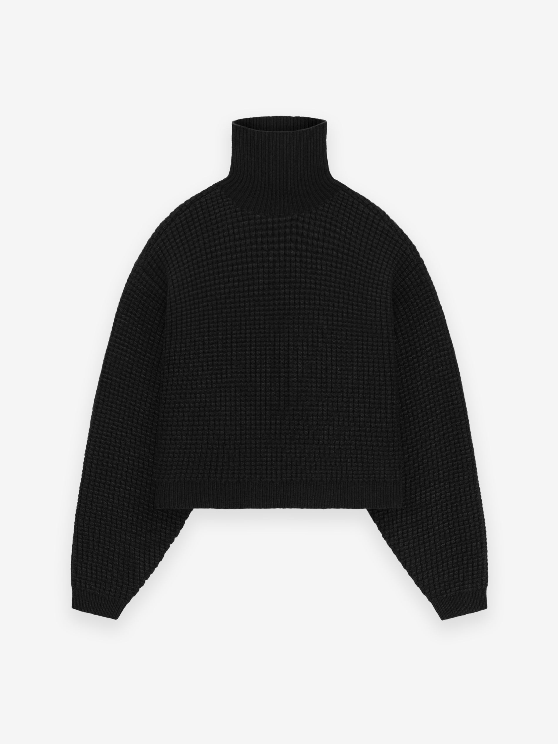 Womens Heavy Waffle Cropped Turtleneck