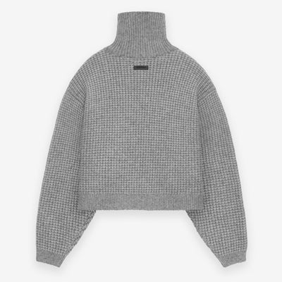 Womens Heavy Waffle Cropped Turtleneck