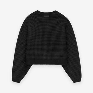 Womens Heavy Waffle Cropped Crewneck