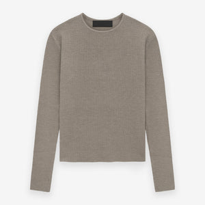 Women's Waffle Fitted Long Sleeve Sweater