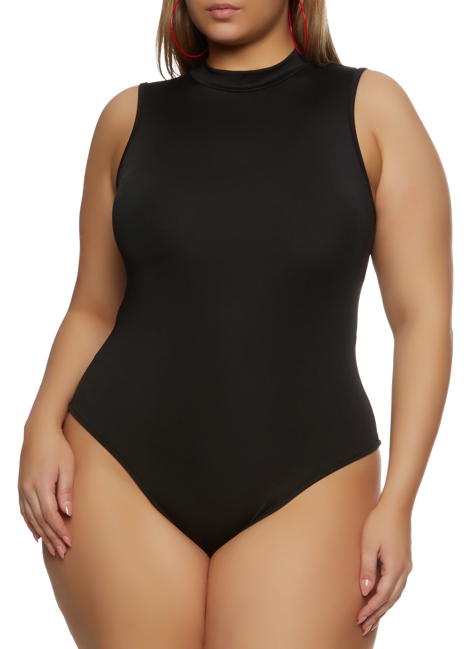 Plus Size Mock Neck Tank Bodysuit