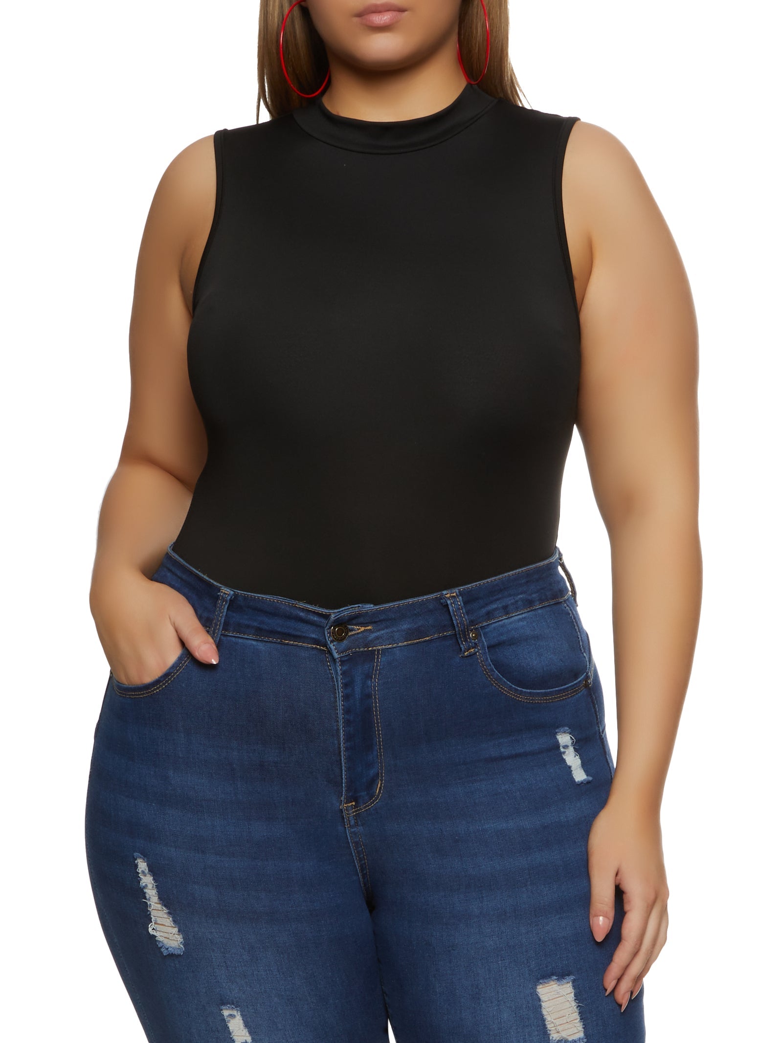 Plus Size Mock Neck Tank Bodysuit