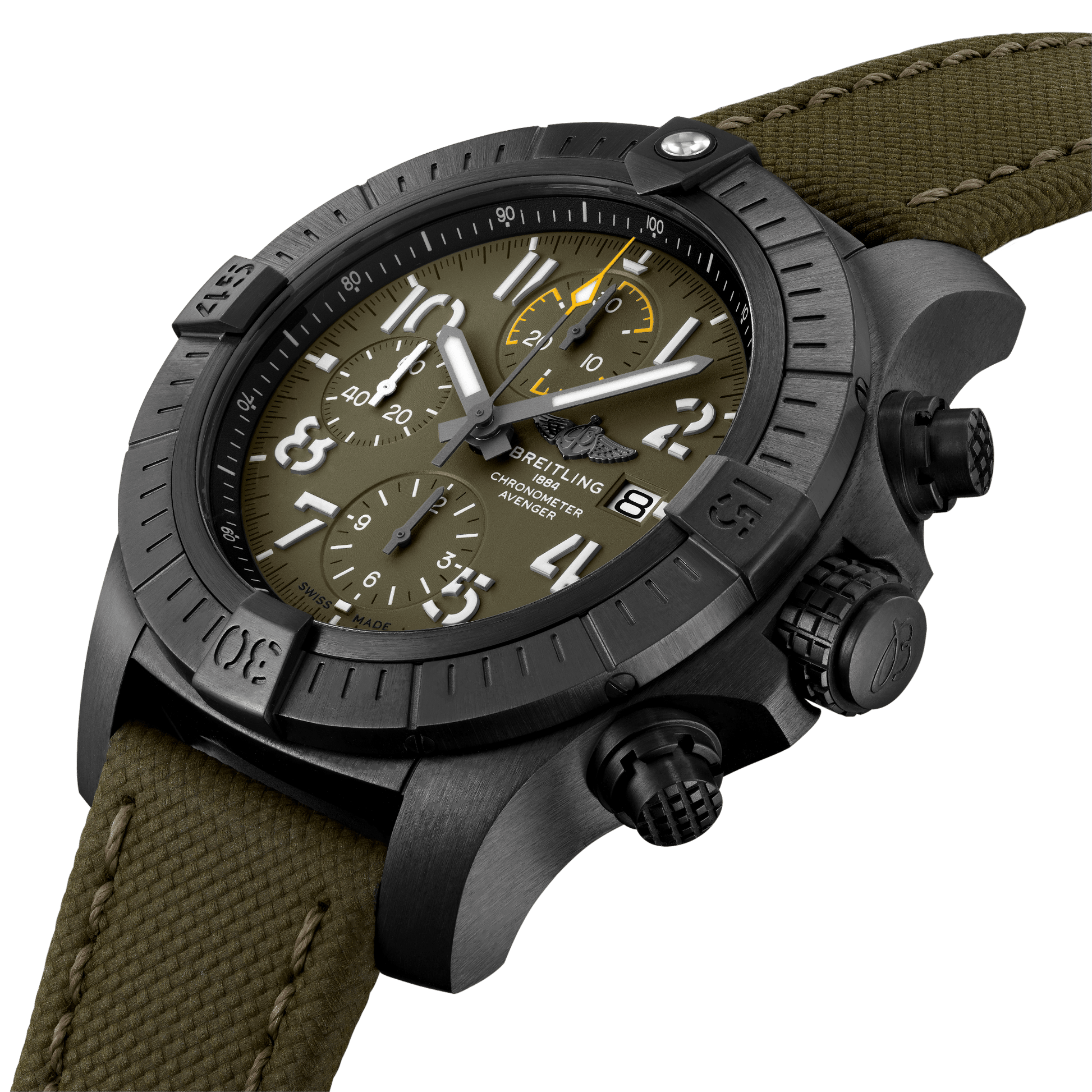 Breitling Avenger Chronograph Night Mission Green Dial Men 45mm