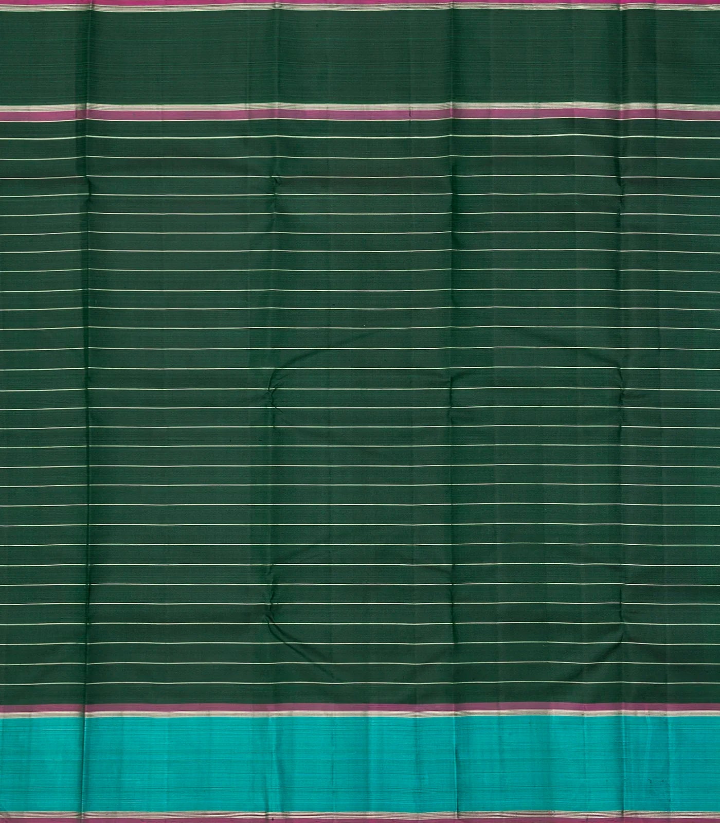 Olive Green Handloom Korvai Kanchipuram Silk Saree With Meena Checks