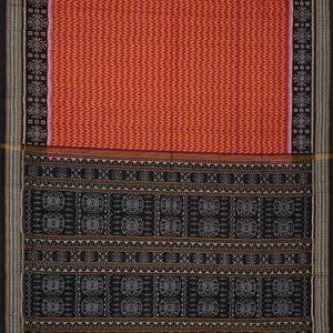 Dusty Pink Handloom Orissa Cotton Saree With Tie & Dye Chevron Motifs