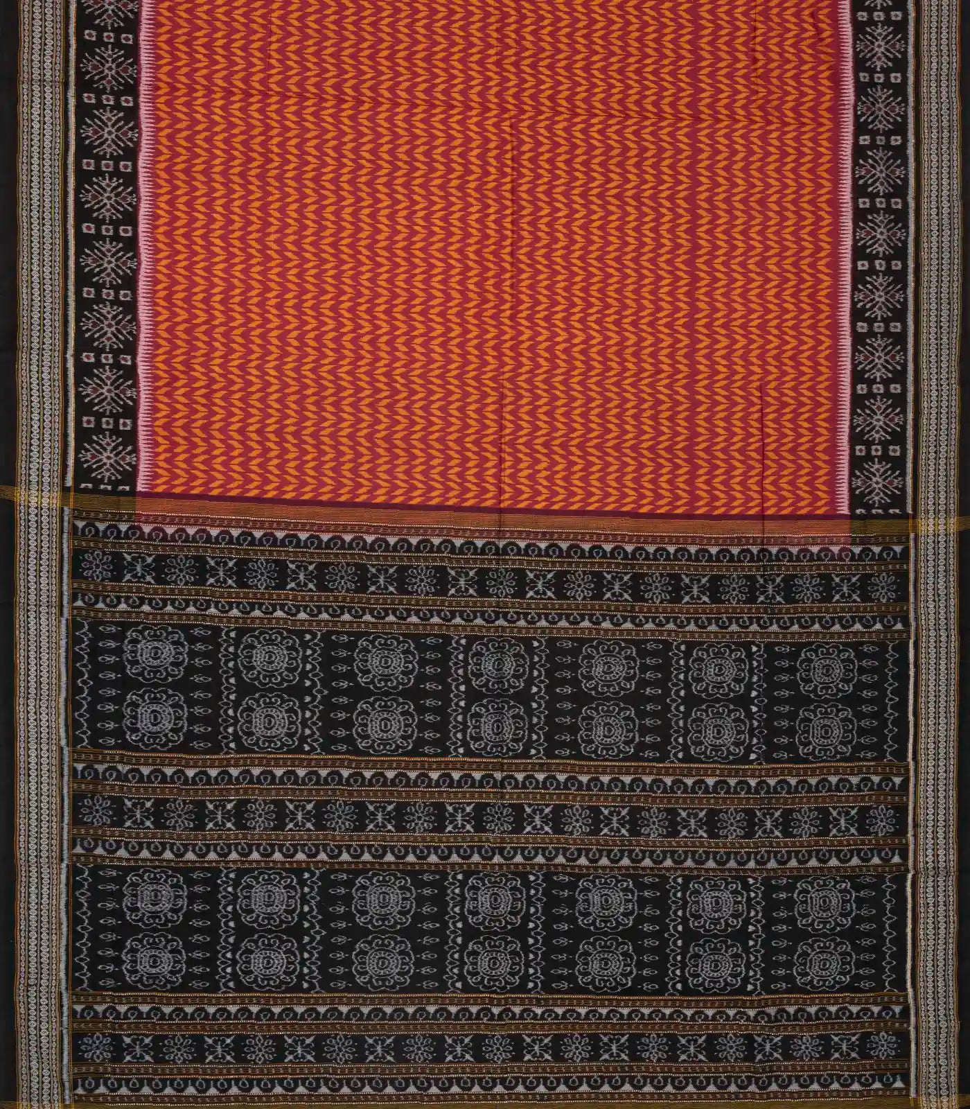 Dusty Pink Handloom Orissa Cotton Saree With Tie & Dye Chevron Motifs