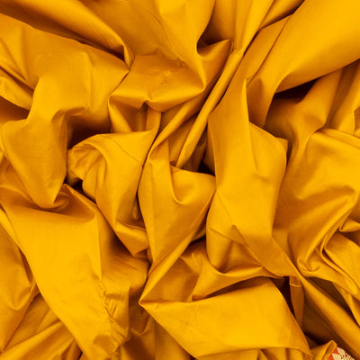 Yellow Handloom Plain Banarasi Silk Saree With Red Border