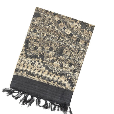 Beige Handloom Tussar Silk Saree With Printed Bird Motifs