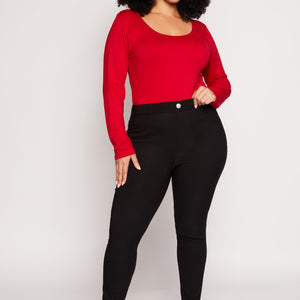 Plus Size Faux Fur Lined Skinny Leg Pants