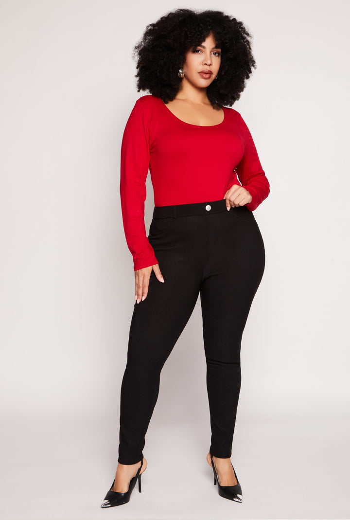 Plus Size Faux Fur Lined Skinny Leg Pants