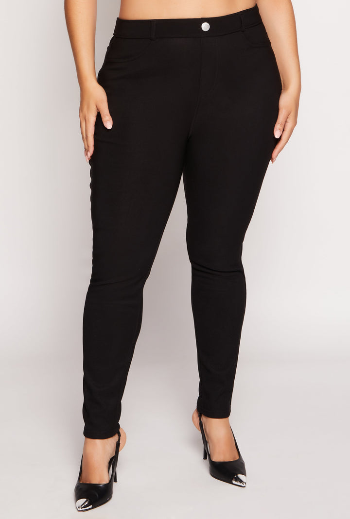 Plus Size Faux Fur Lined Skinny Leg Pants