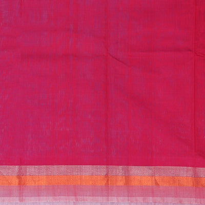 Blue silk cotton saree with buttas, contrast striped border & pallu of floral designs