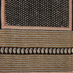 Black Woven Jaipur Cotton Saree With Printed Triangle Motifs