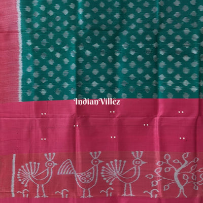 Green Pink Contemporary Odisha Ikat Silk Saree