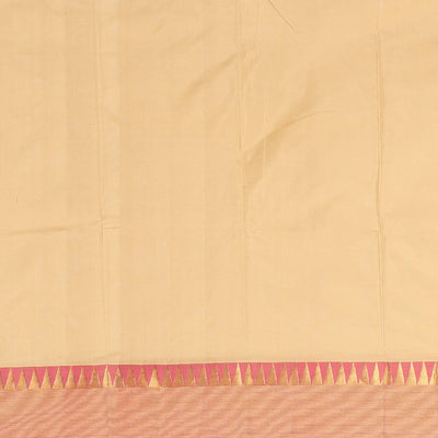 Sandal aarani gift saree, contrast temple border & pallu of stripes