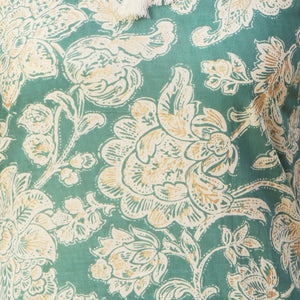 Floral Block Printed & Khari Printed Zari Embellished Kurta - Green