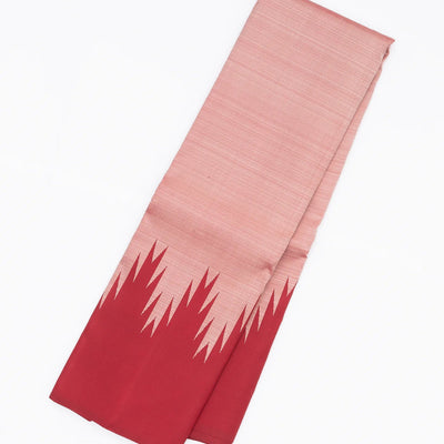 Dusty Pink Handloom Kanchipuram Korvai Silk Saree With Temple Border